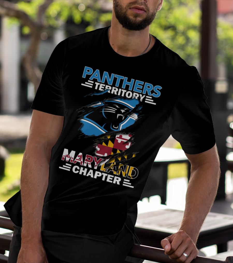 Panthers Territory Maryland Chapter Burst With Flag And Panther T-Shirt
