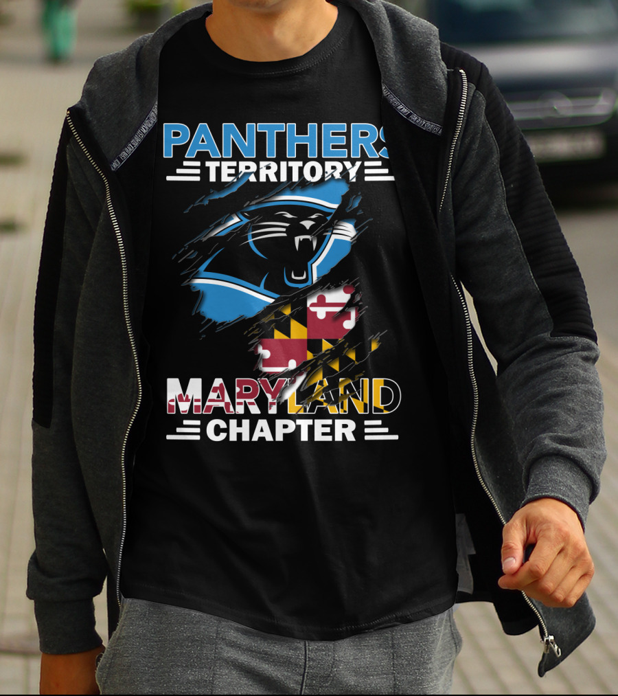 Panthers Territory Maryland Chapter Burst With Flag And Panther T-Shirt