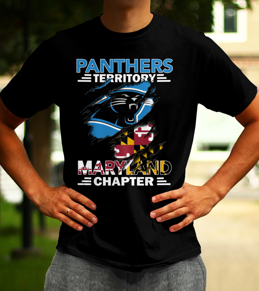 Panthers Territory Maryland Chapter Burst With Flag And Panther T-Shirt