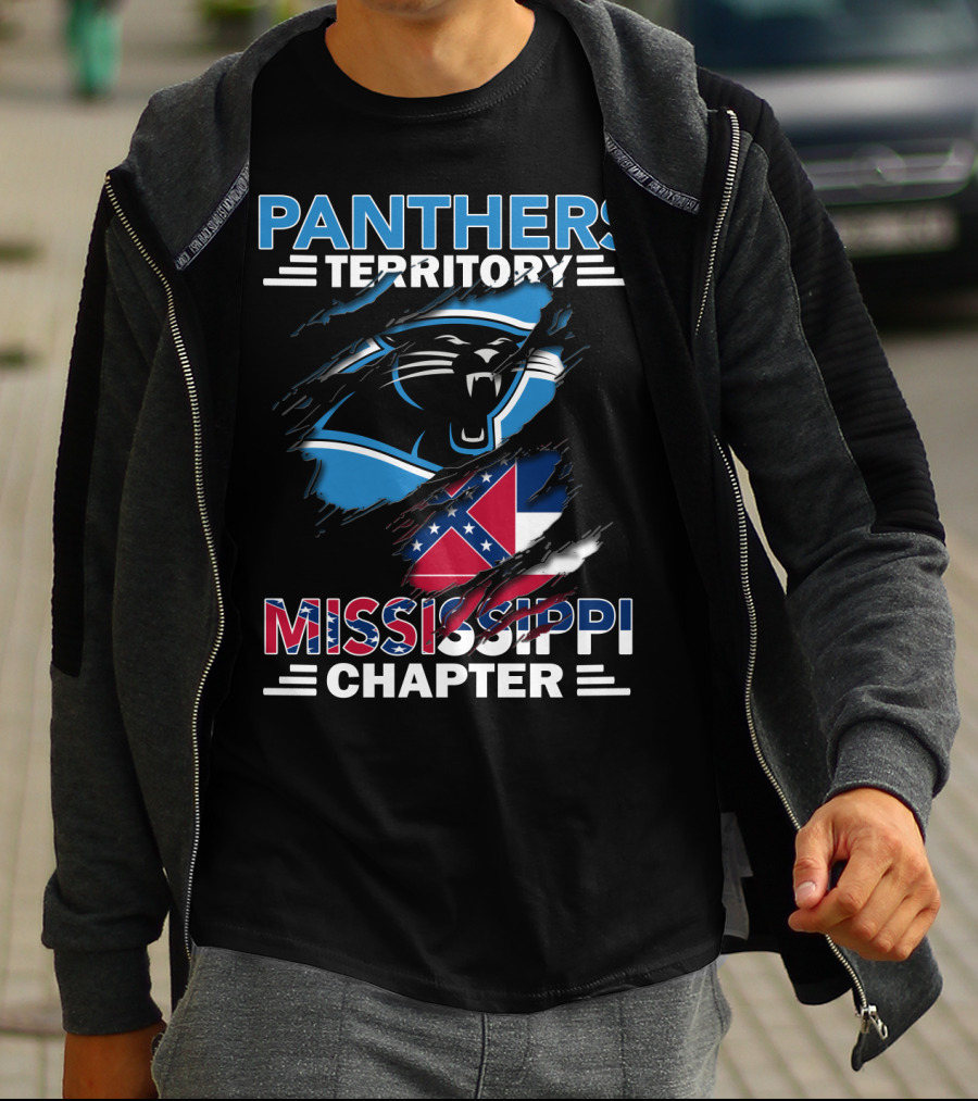 Panthers Territory Mississippi Chapter Flag And Panther Claw Mark Emblem T-Shirt