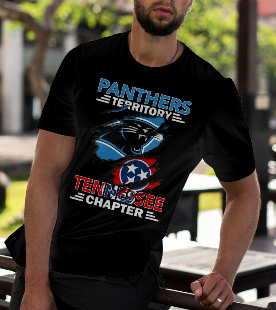Panthers Territory Tennessee Chapter With Carolina Panthers Logo And Tennessee Flag T-Shirt
