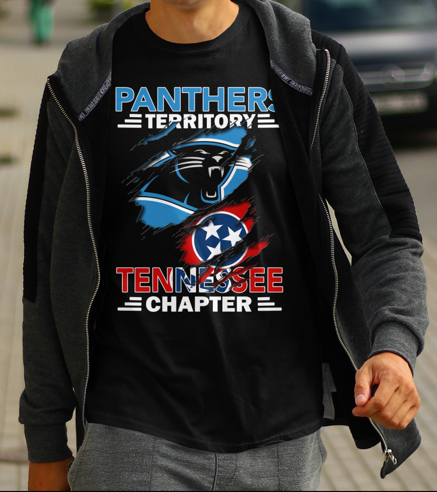 Panthers Territory Tennessee Chapter With Carolina Panthers Logo And Tennessee Flag T-Shirt