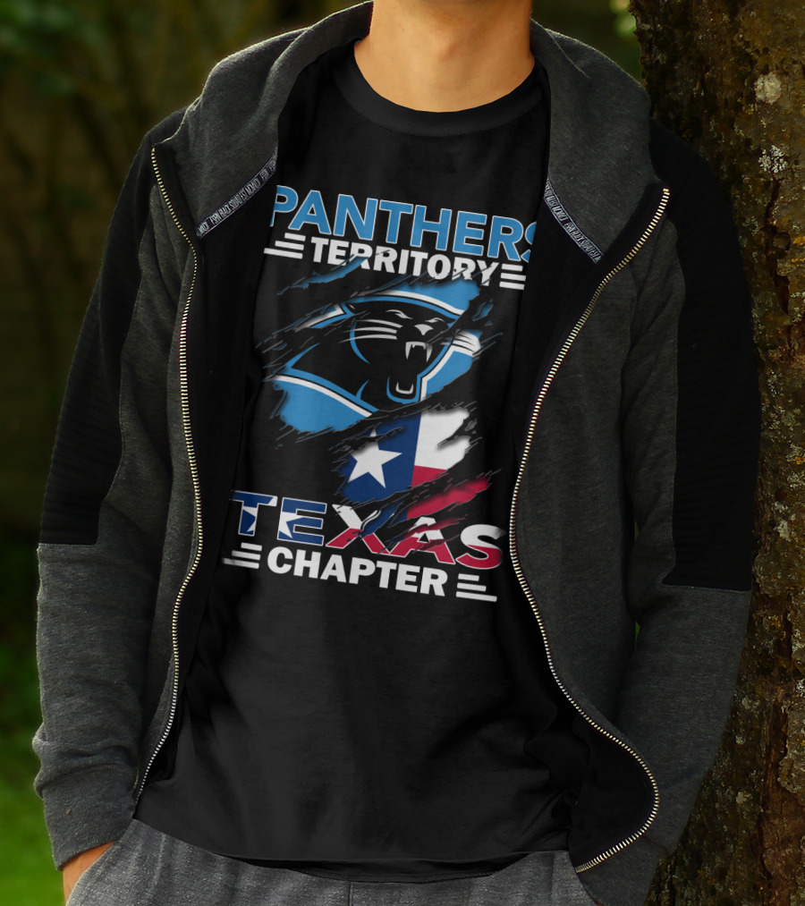Panthers Territory Texas Chapter Logo With Texas Flag And Panther Emblem T-Shirt