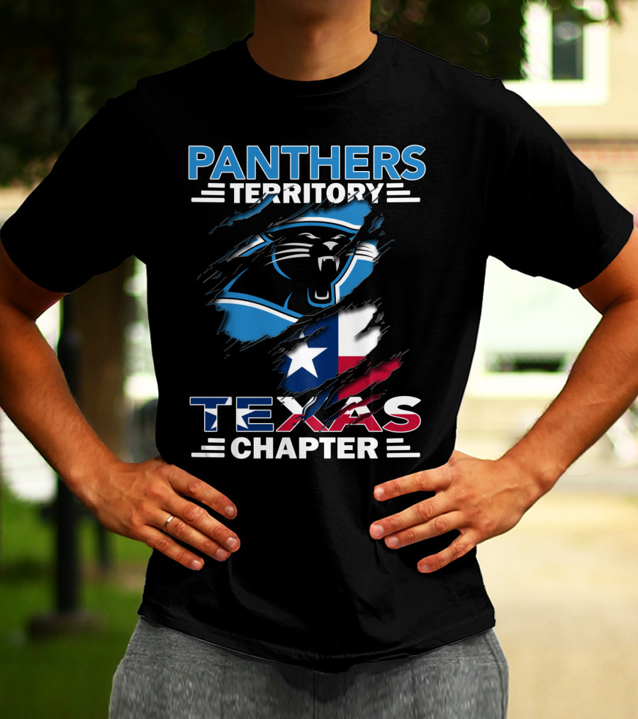 Panthers Territory Texas Chapter Logo With Texas Flag And Panther Emblem T-Shirt