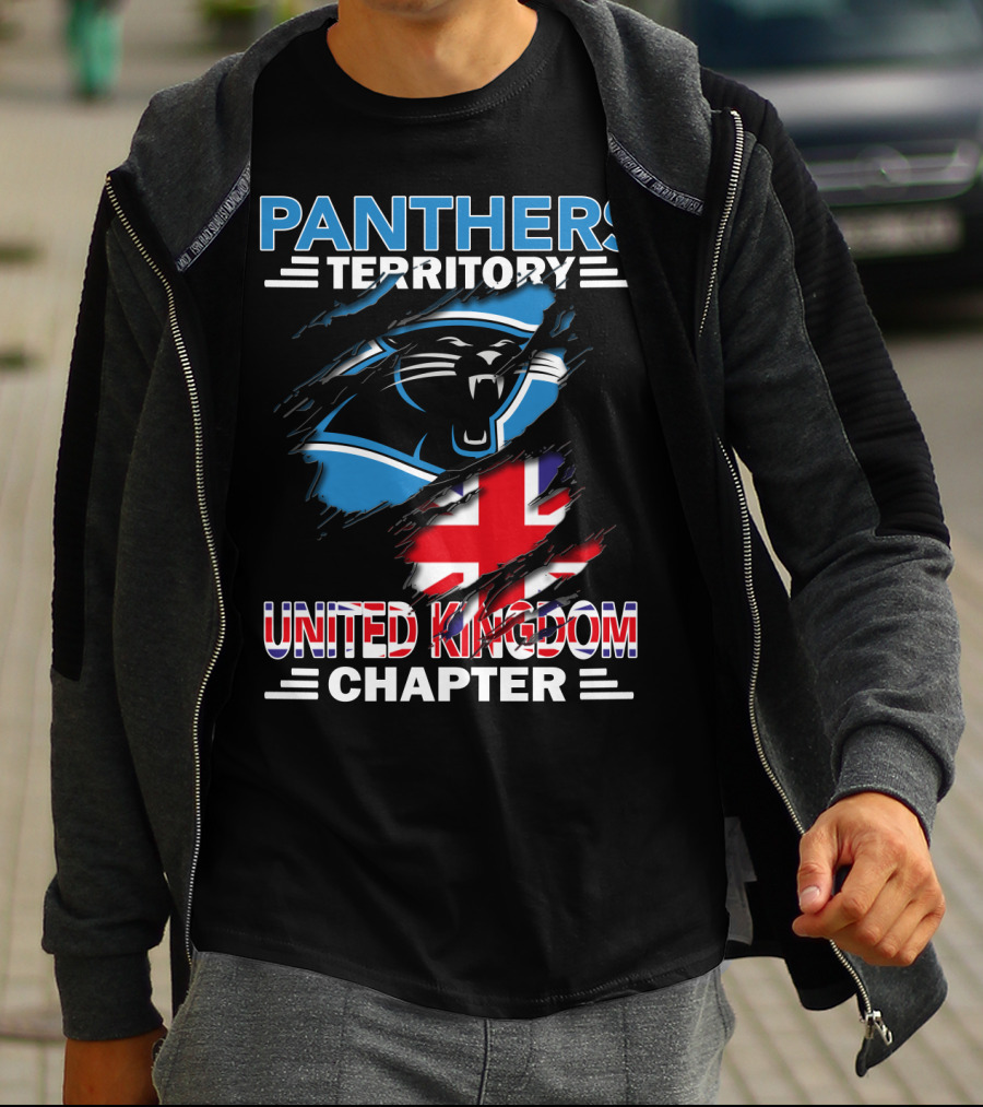 Panthers Territory United Kingdom Chapter British Flag And Panther T-Shirt