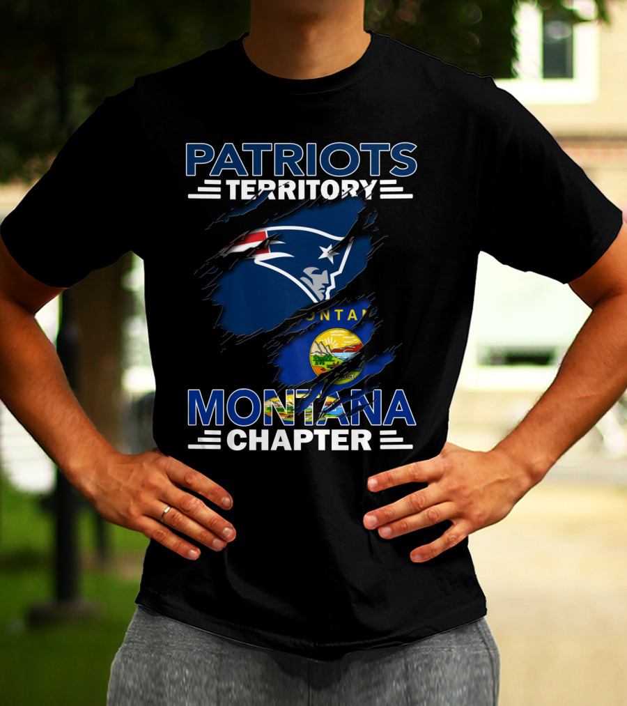 Patriots Territory Montana Chapter With New England Patriots Logo And Montana Flag Elements T-Shirt