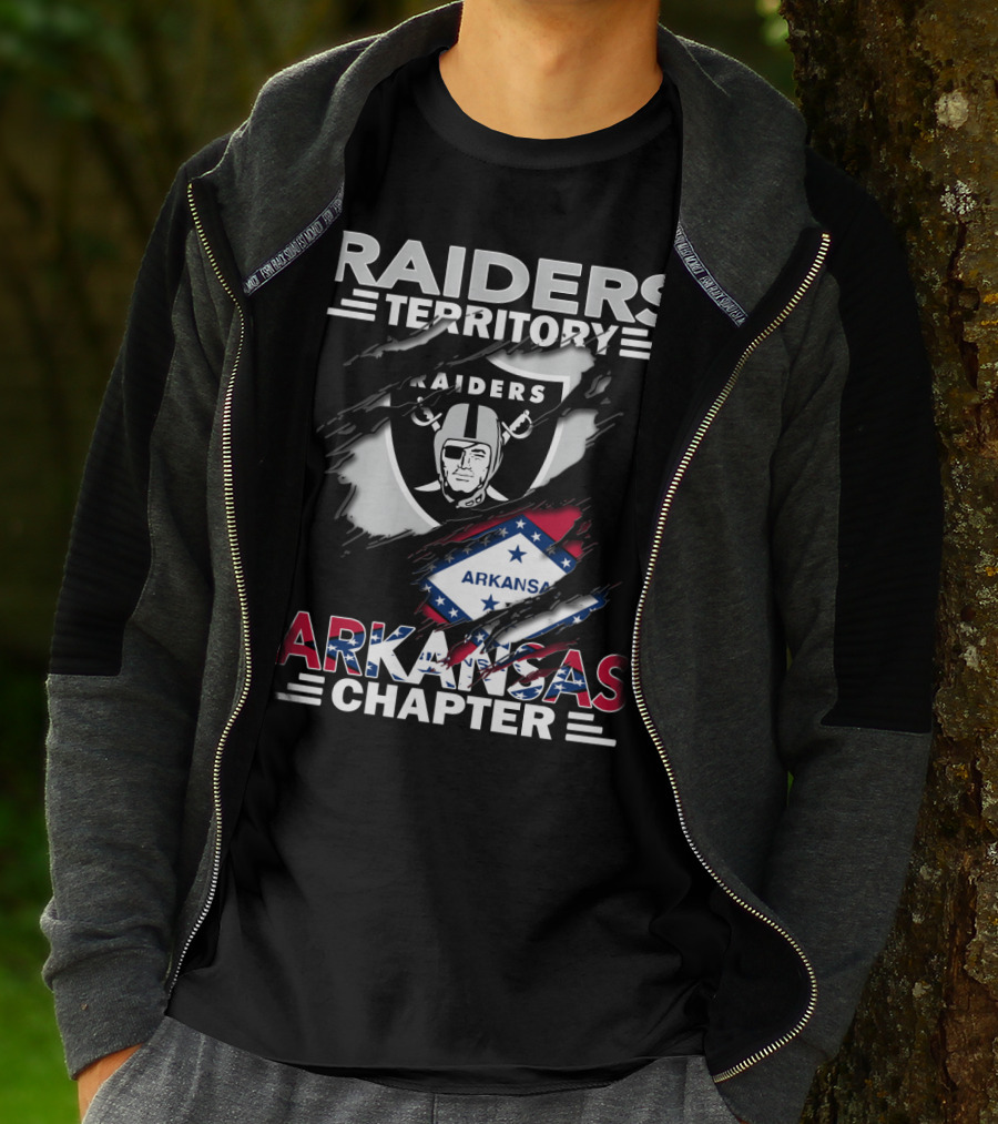 Raiders Territory Arkansas Chapter With Raiders Logo And Arkansas Flag T-Shirt