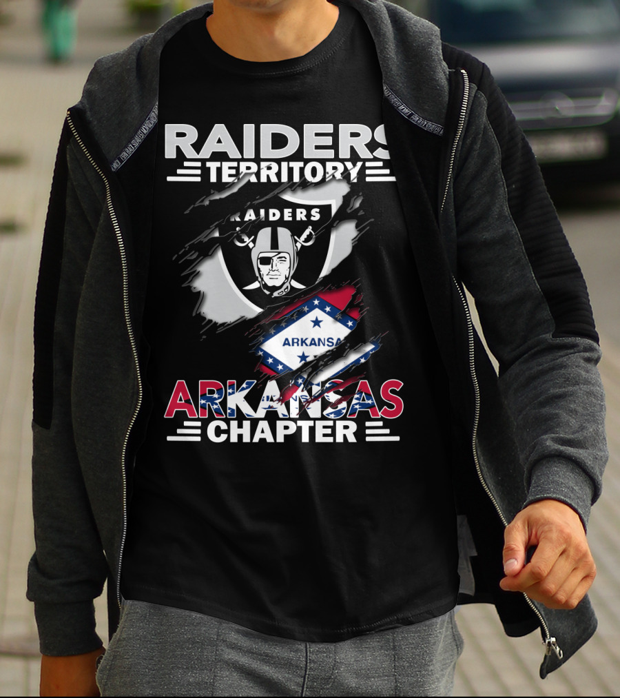 Raiders Territory Arkansas Chapter With Raiders Logo And Arkansas Flag T-Shirt