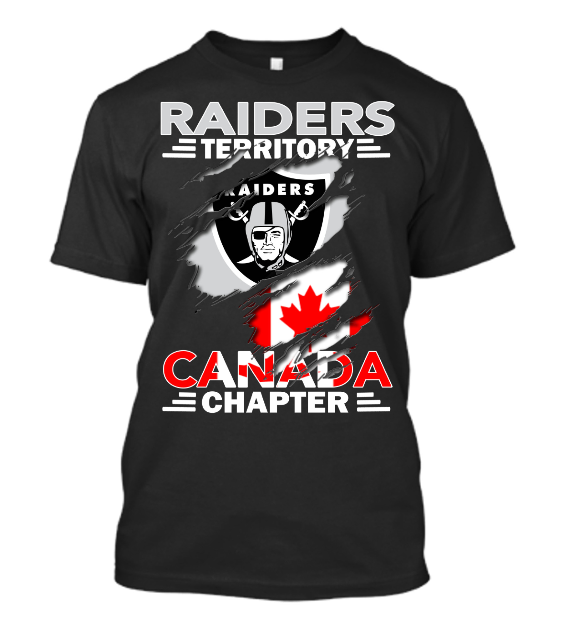 Raiders Territory Canada Chapter Raiders Flag Logo Canadian Flag T-Shirt