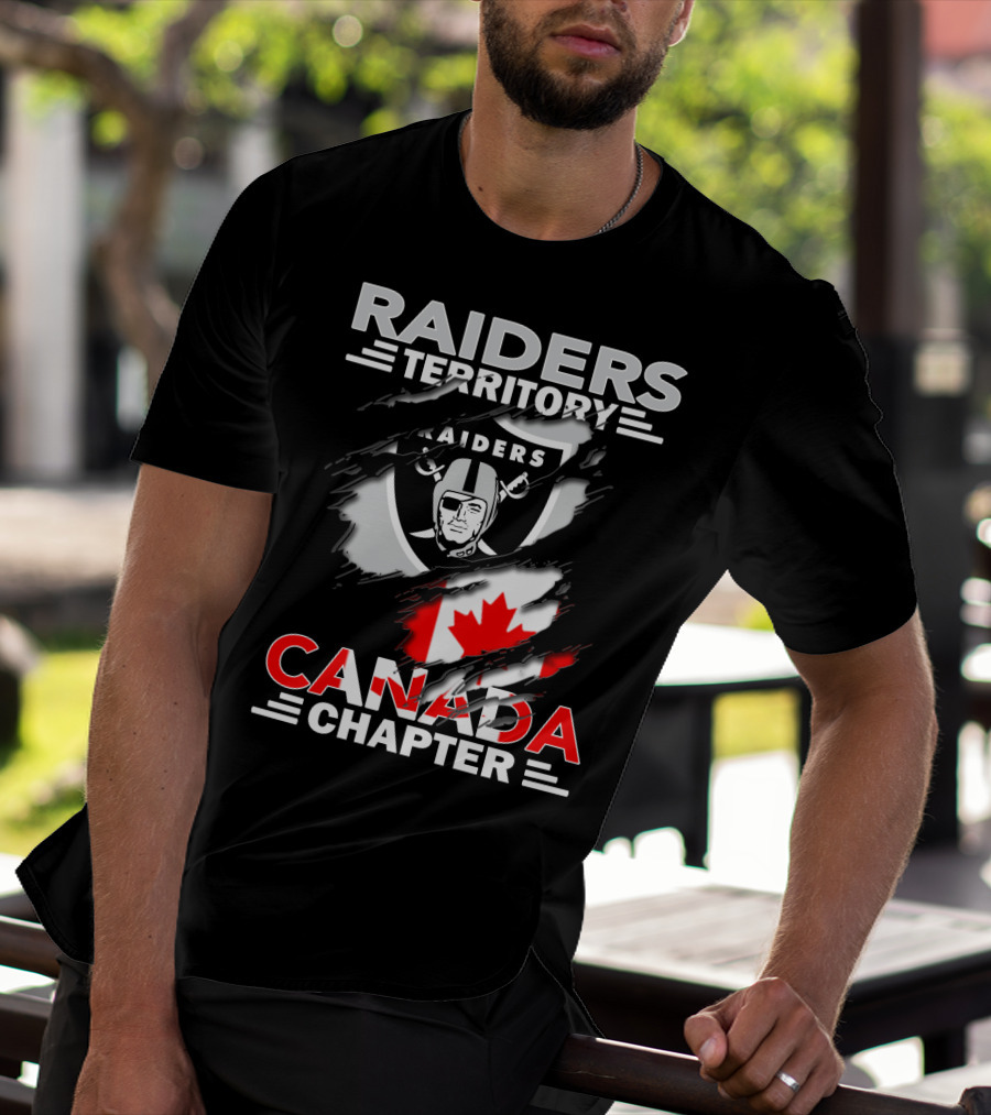Raiders Territory Canada Chapter Raiders Flag Logo Canadian Flag T-Shirt