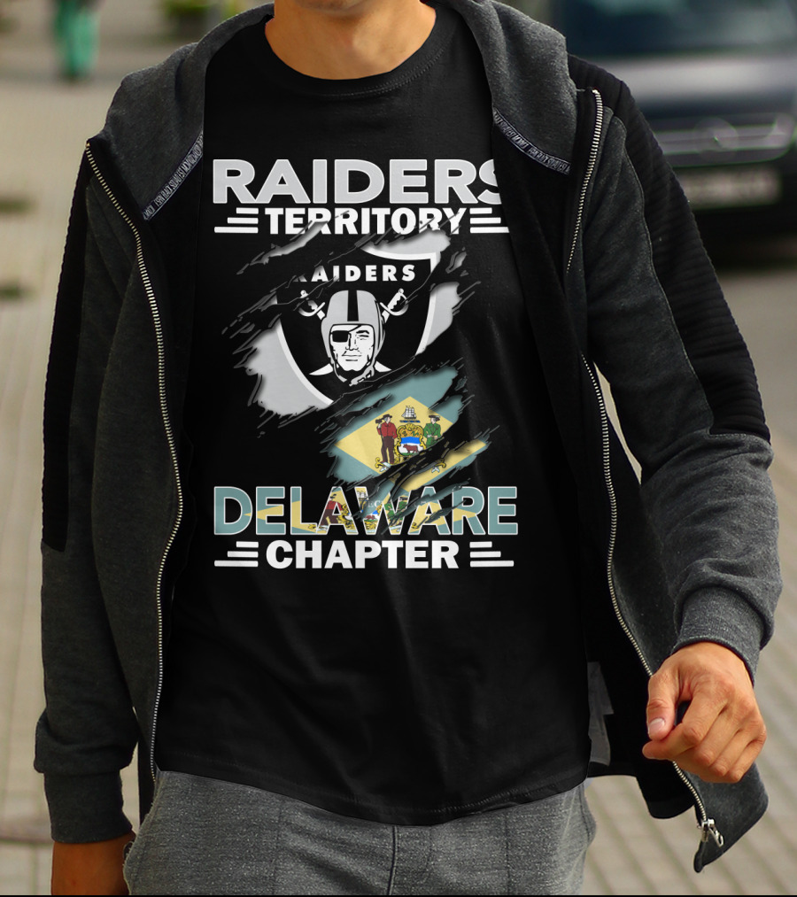 Raiders Territory Delaware Chapter Flag And Shield Emblem T-Shirt