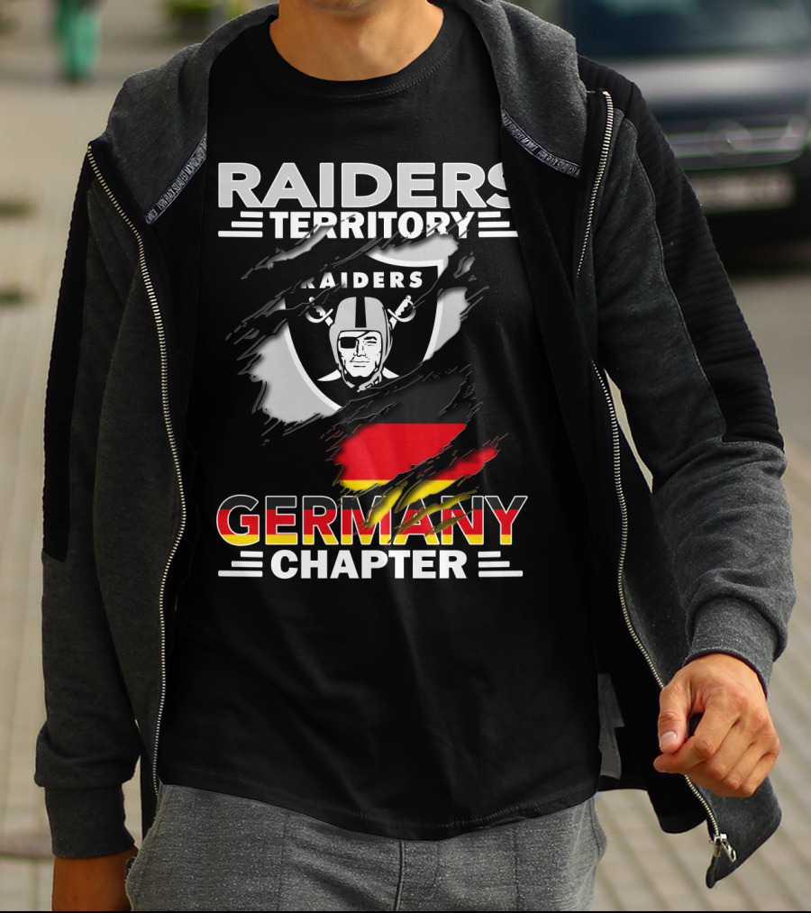 Raiders Territory Germany Chapter Shield With Raiders Logo And National Colors T-Shirt