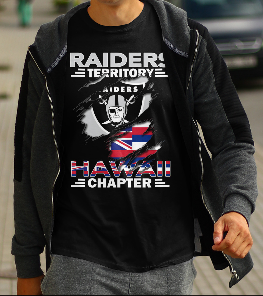Raiders Territory Hawaii Chapter Nfl Raiders Logo With Hawaiian Flag Elements T-Shirt