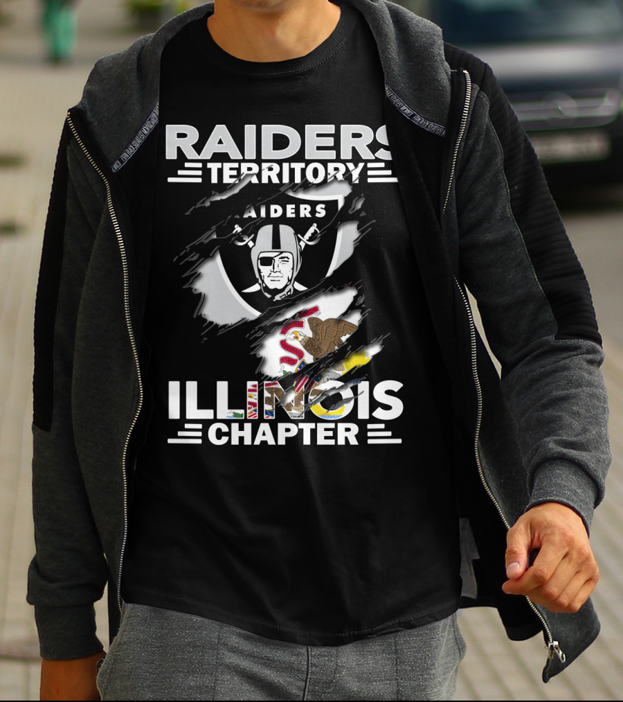 Raiders Territory Illinois Chapter Raiders Logo And Illinois State Flag T-Shirt