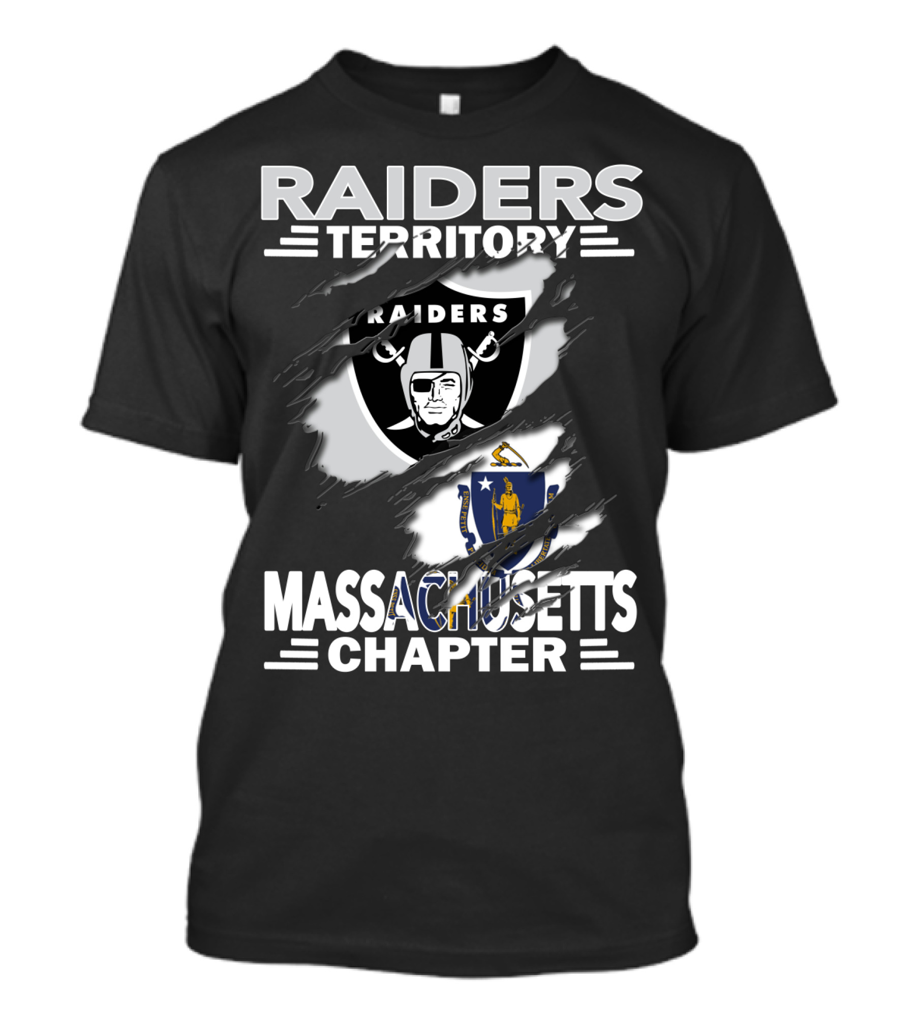 Raiders Territory Massachusetts Chapter Raiders Logo Massachusetts State Emblem T-Shirt