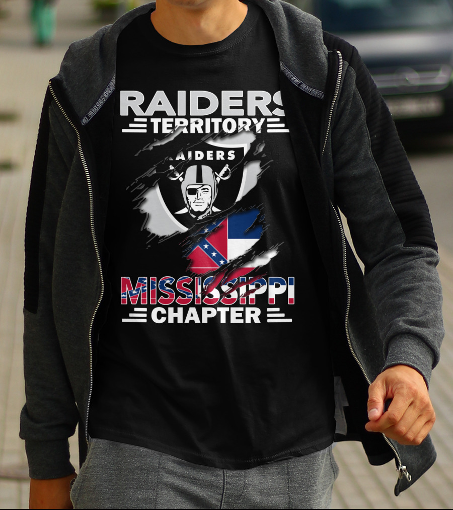 Raiders Territory Mississippi Chapter With Raiders Shield And Mississippi Flag Elements T-Shirt