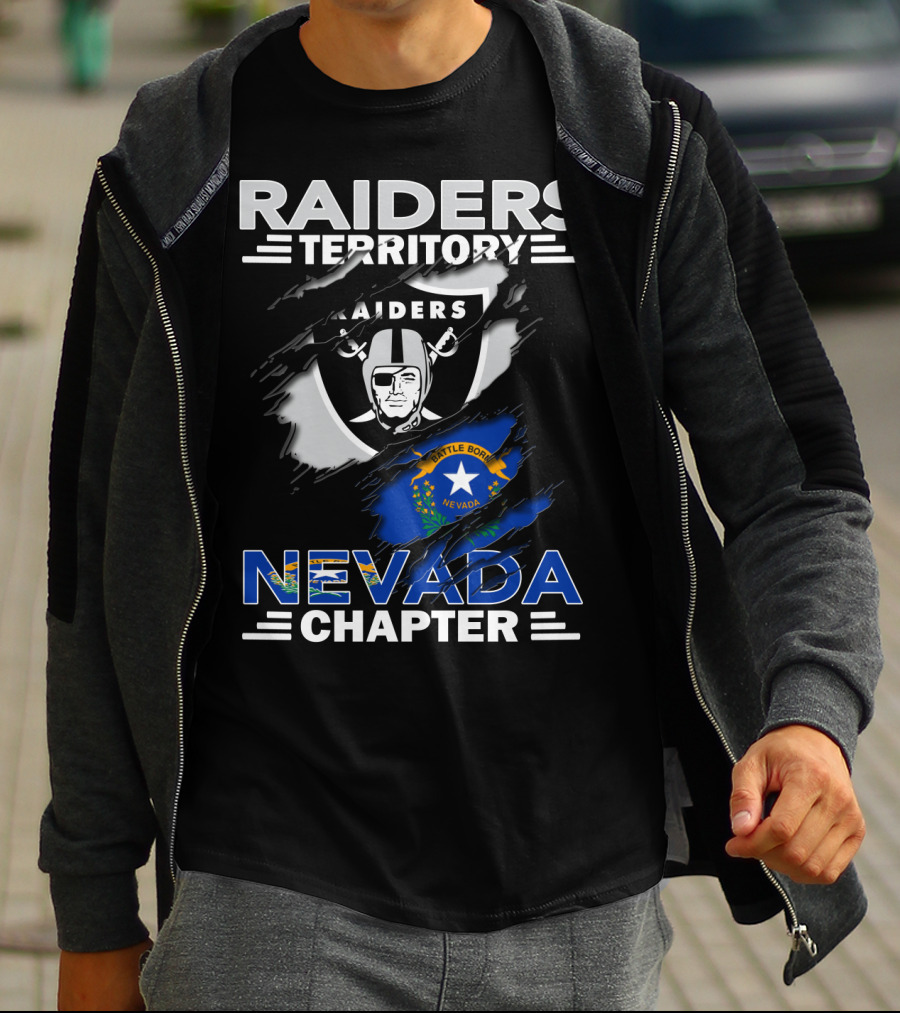 Raiders Territory Nevada Chapter Battle Born Flag Crest T-Shirt