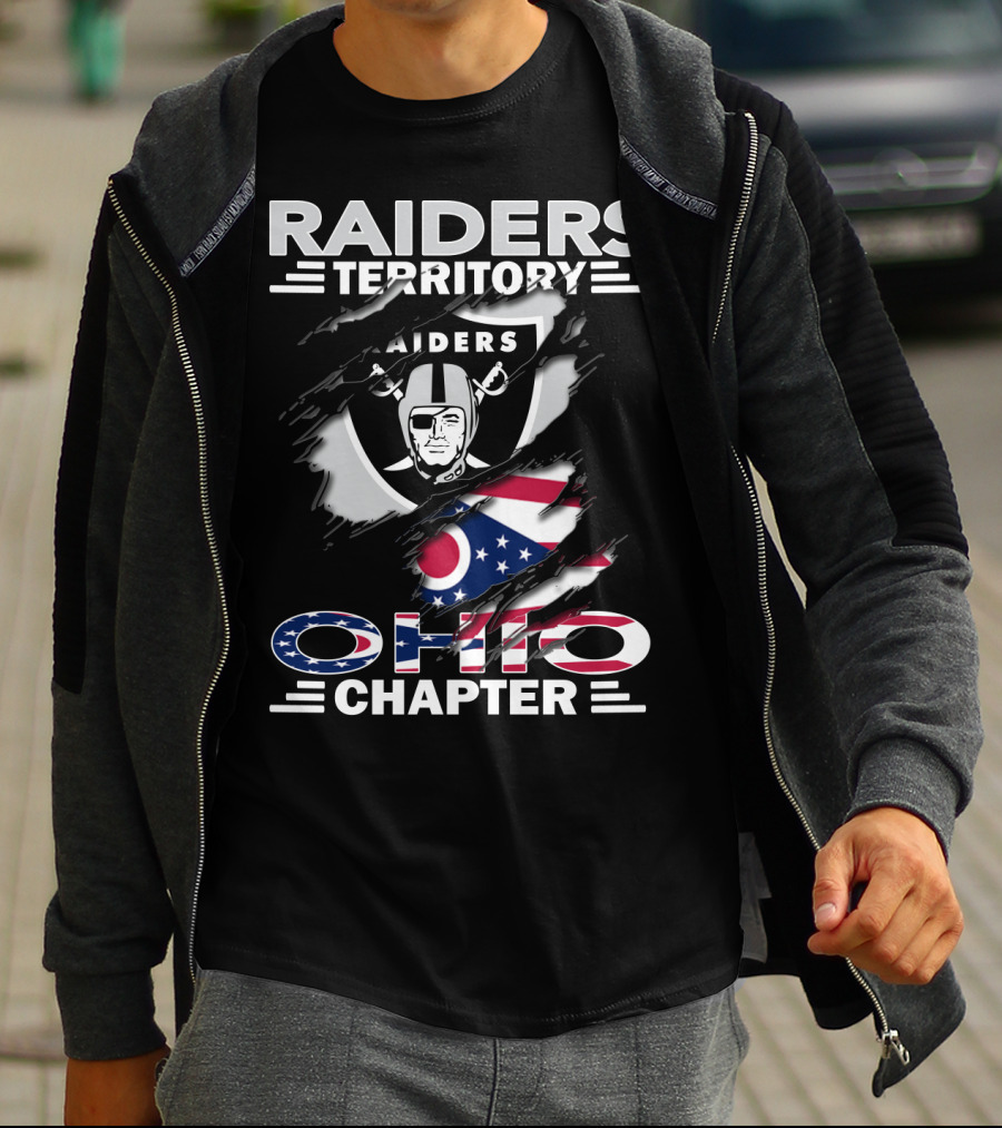 Raiders Territory Ohio Chapter With Ohio Flag And Raiders T-Shirt