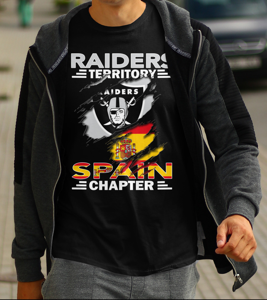 RAIDERS TERRITORY SPAIN CHAPTER FLAG AND SHIELD T-Shirt