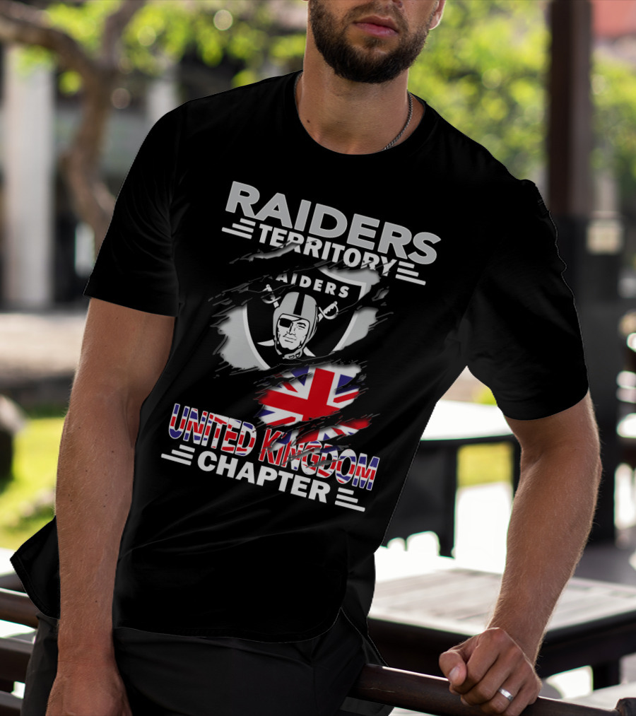 Raiders Territory United Kingdom Chapter Flag And Shield T-Shirt