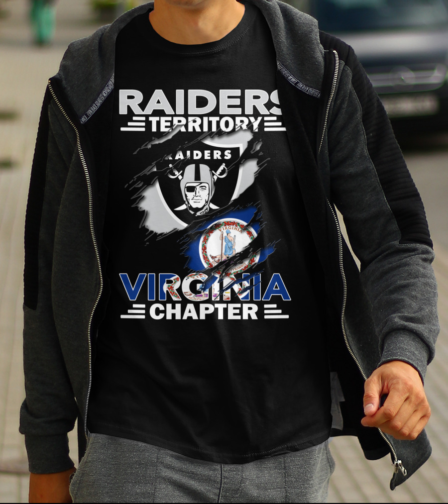 Raiders Territory Virginia Chapter Shield Torn Flag Raider Emblem T-Shirt
