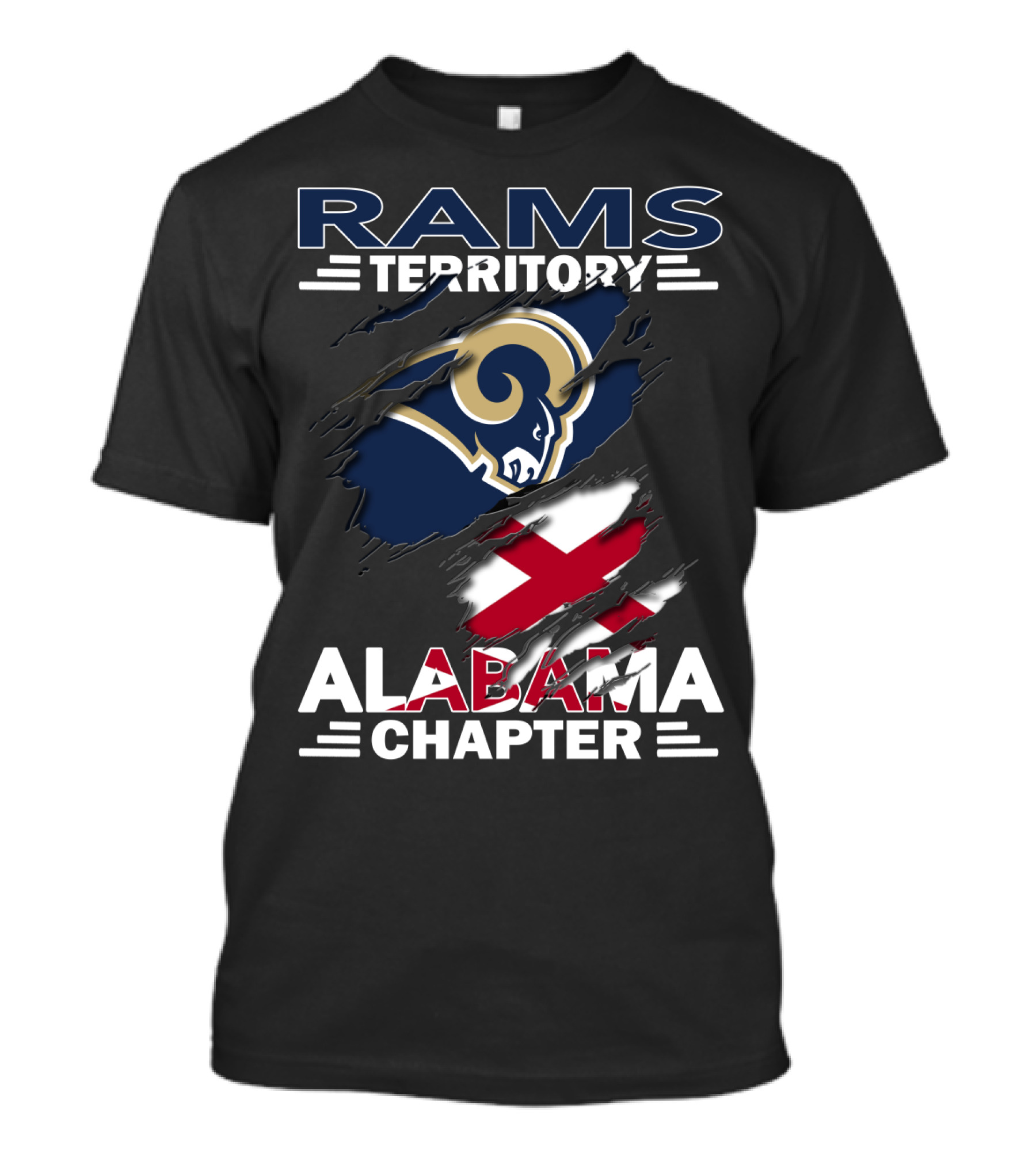 Rams Territory Alabama Chapter Logo With Rams And Alabama Flags T-Shirt
