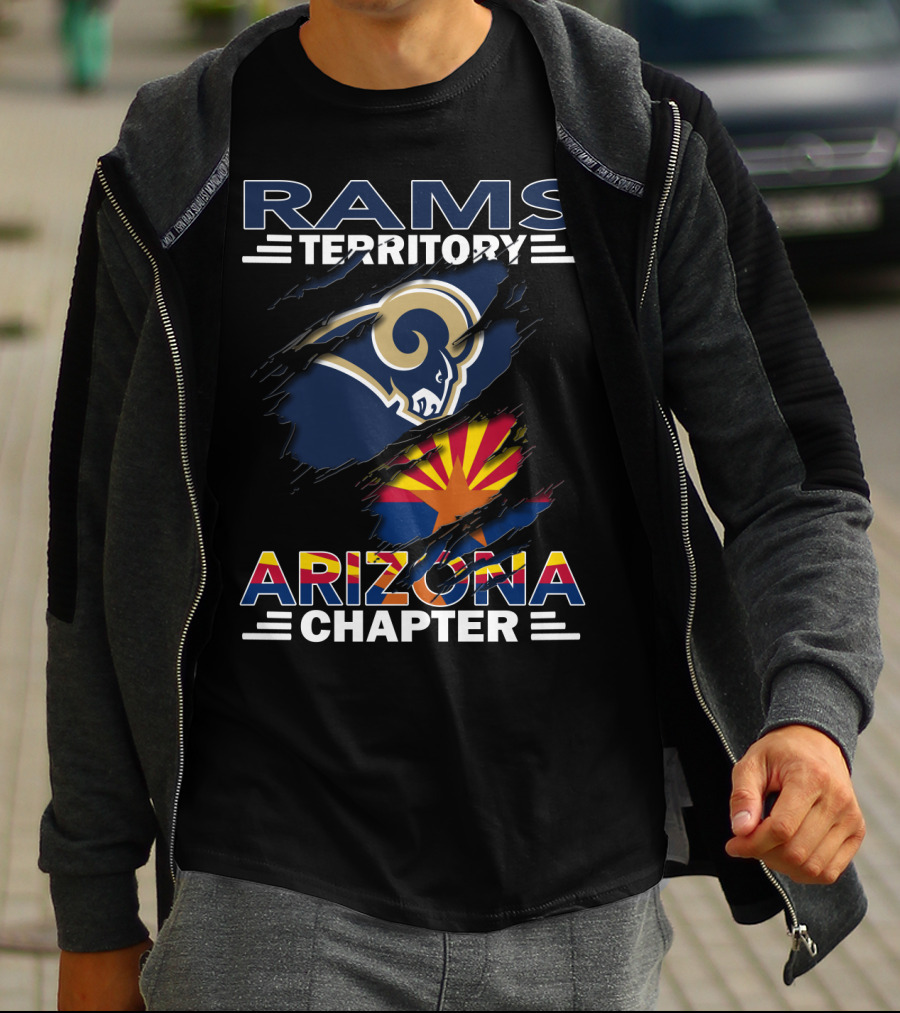 Rams Territory Arizona Chapter Logo With Arizona Flag And Rams T-Shirt