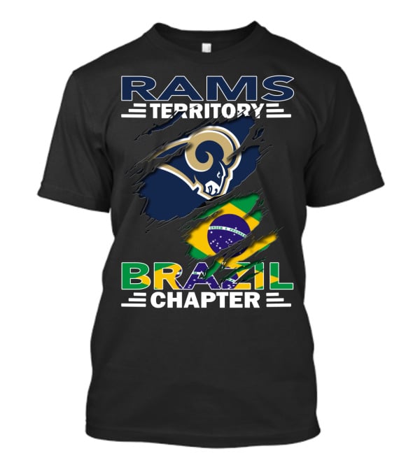 Rams Territory Brazil Chapter Logo With Brazil Flag And Ram T-Shirt