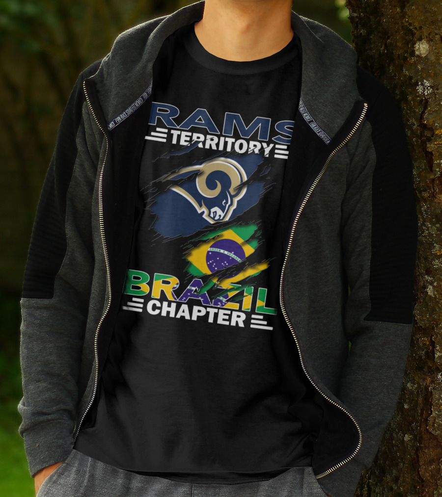 Rams Territory Brazil Chapter Logo With Brazil Flag And Ram T-Shirt