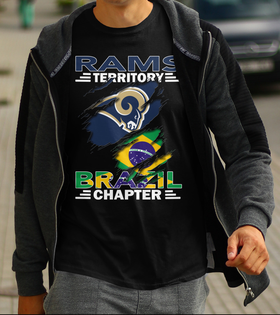 Rams Territory Brazil Chapter Logo With Brazil Flag And Ram T-Shirt