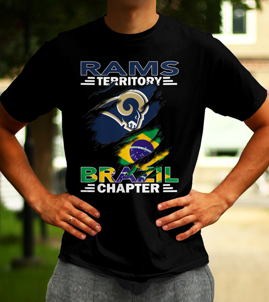 Rams Territory Brazil Chapter Logo With Brazil Flag And Ram T-Shirt