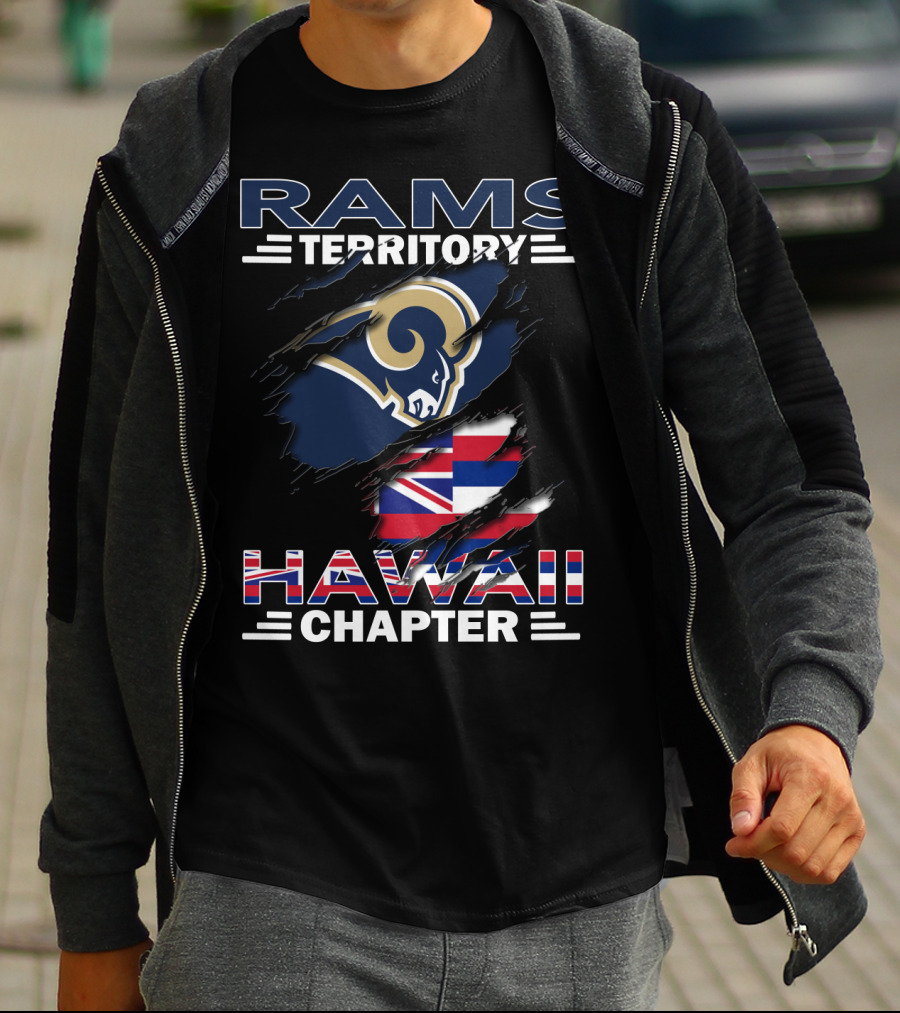 Rams Territory Hawaii Chapter NFL Logo Integration With Hawaiian Flag Elements T-Shirt
