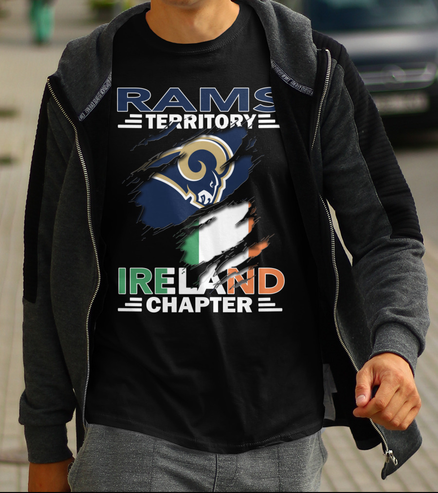 Rams Territory Ireland Chapter NFL Fan Logo With Irish Flag T-Shirt