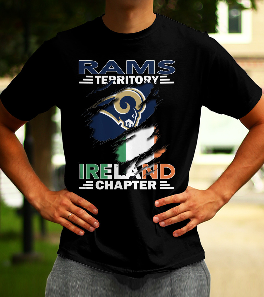 Rams Territory Ireland Chapter NFL Fan Logo With Irish Flag T-Shirt