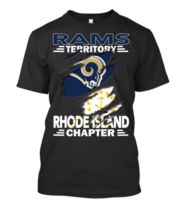 Rams Territory Rhode Island Chapter With Rams Logo And Rhode Island Flag Elements T-Shirt