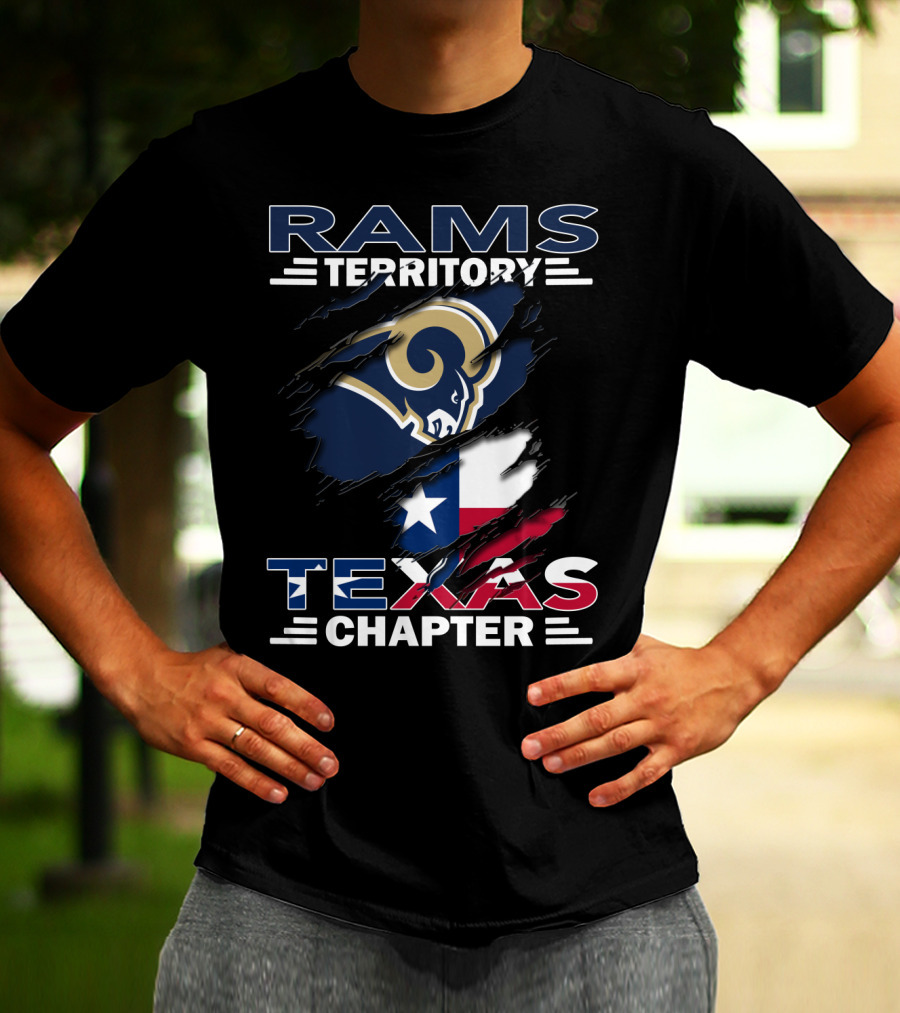 Rams Territory Texas Chapter Sports Logo With Flag T-Shirt