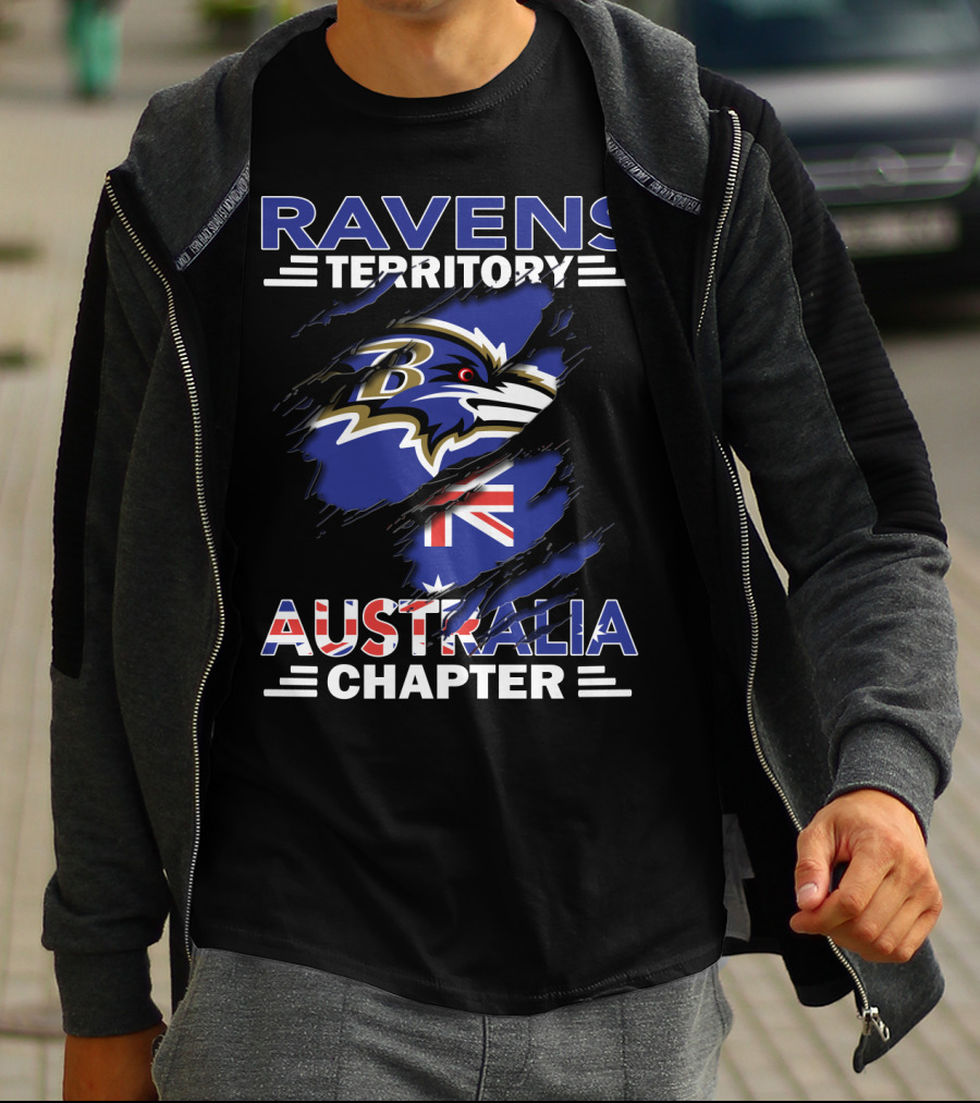 Ravens Territory Australia Chapter NFL Team Logo With Australian Flag T-Shirt