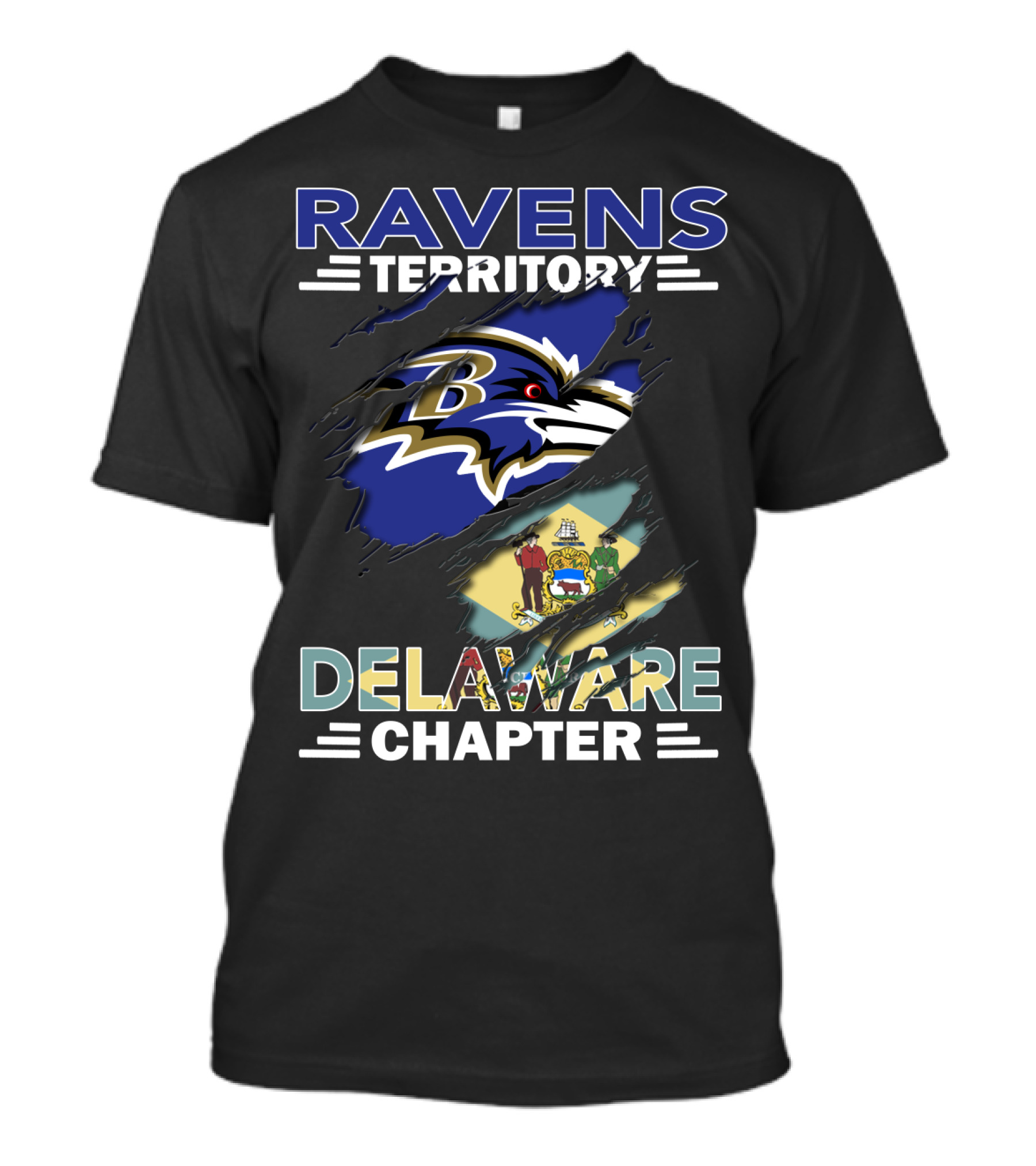 Ravens Territory Delaware Chapter Baltimore Ravens Flag T-Shirt