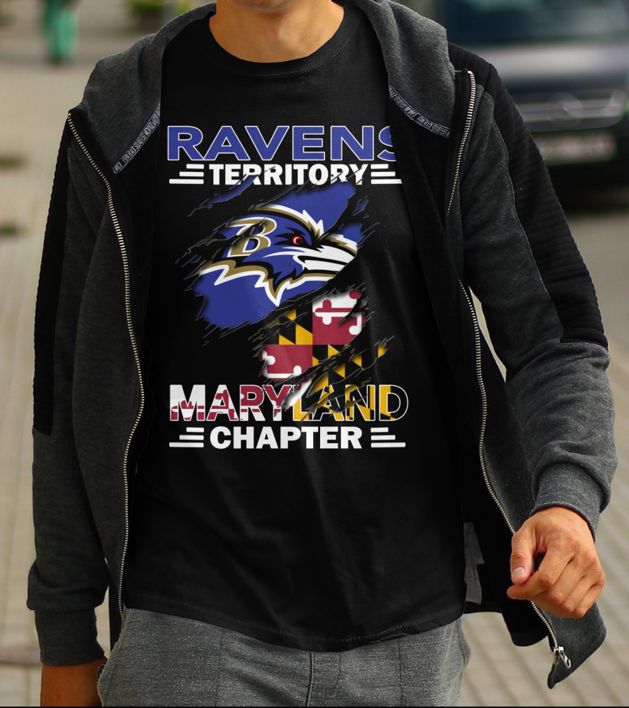 Ravens Territory Maryland Chapter Baltimore Football Flag Emblem T-Shirt