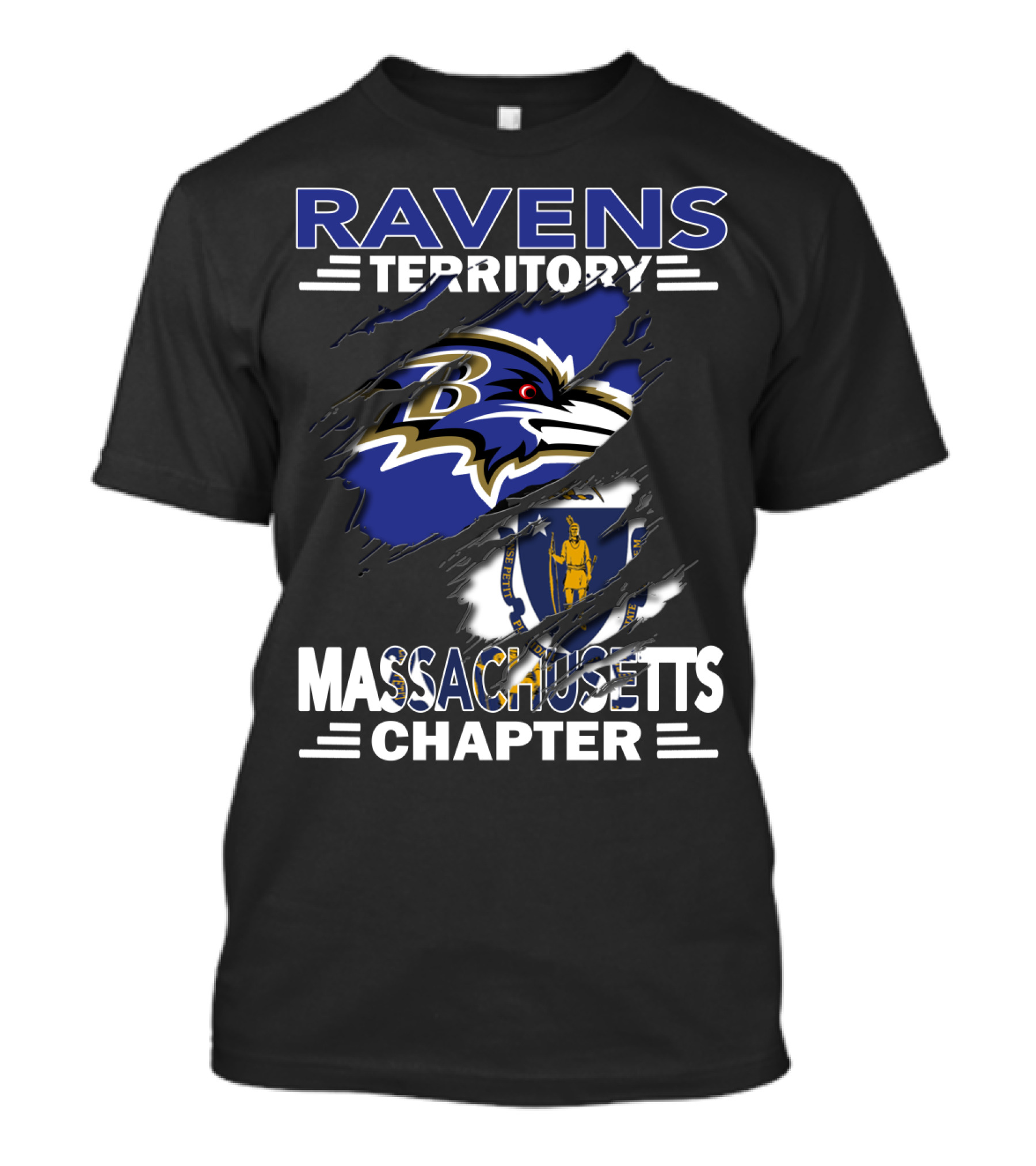 Ravens Territory Baltimore Logo Massachusetts Chapter T-Shirt