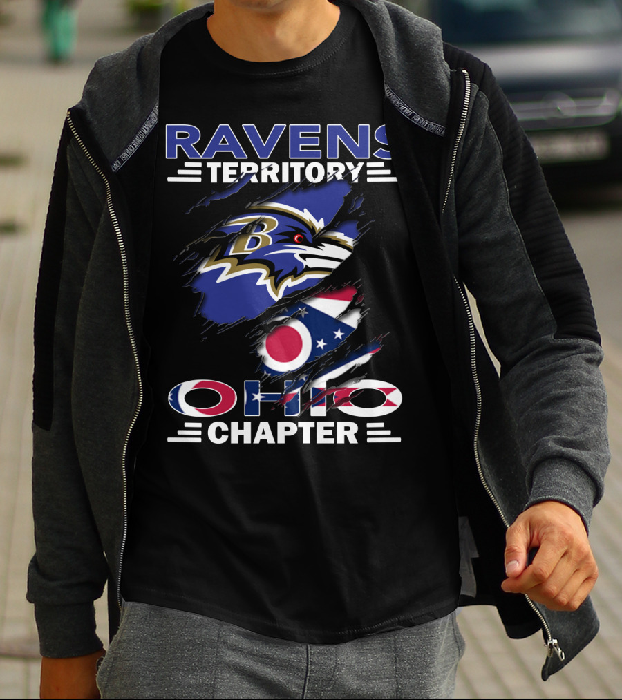 Ravens Territory Ohio Chapter Baltimore Ravens Ohio Flag T-Shirt