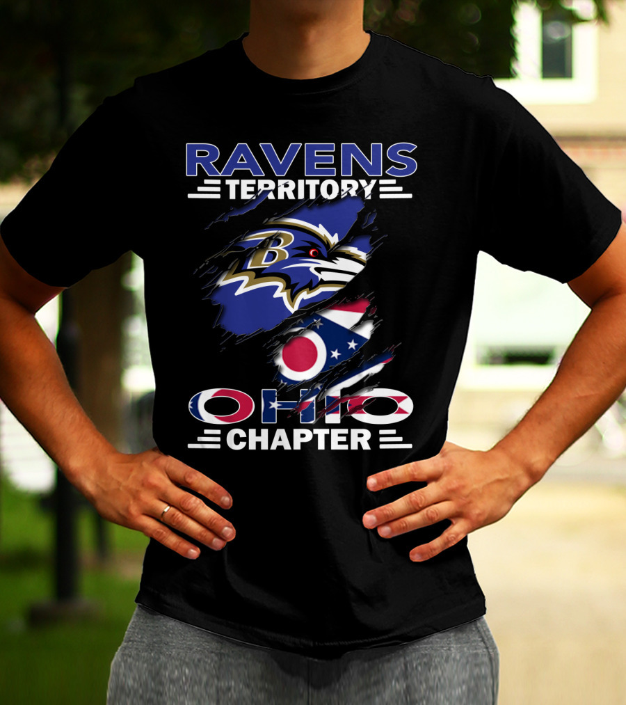 Ravens Territory Ohio Chapter Baltimore Ravens Ohio Flag T-Shirt