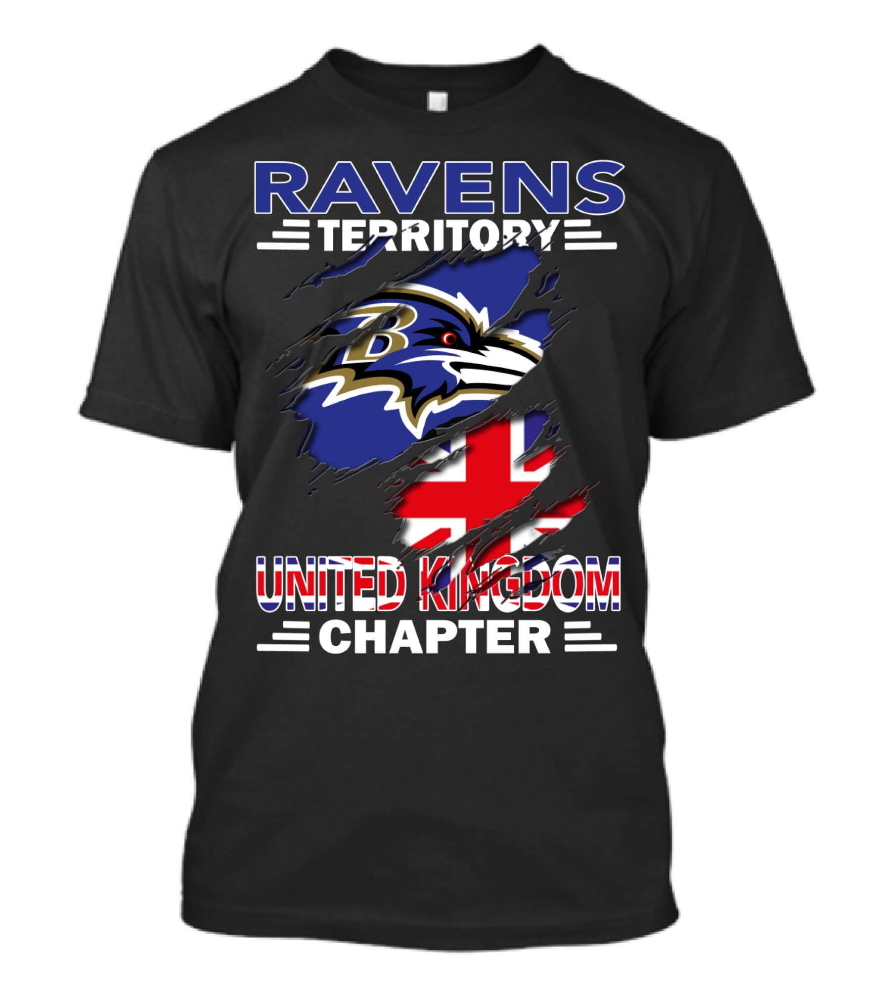 Ravens Territory United Kingdom Chapter Baltimore Ravens Union Jack T-Shirt