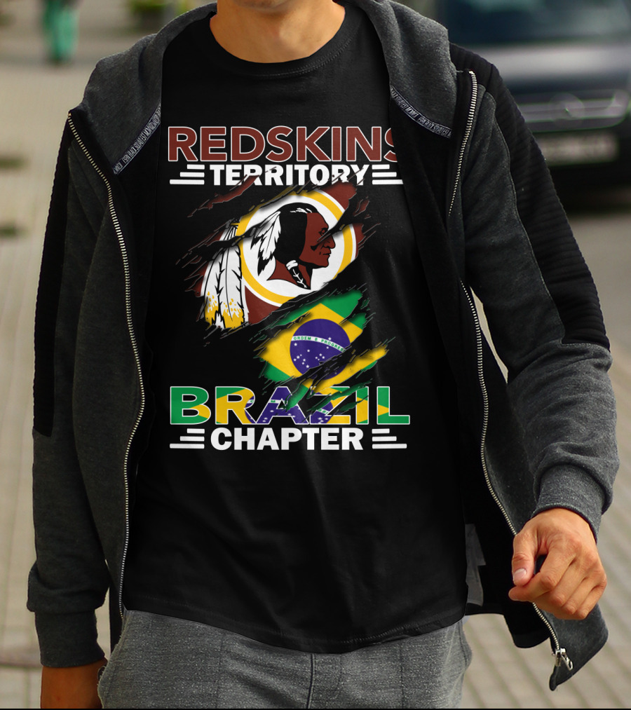 Redskins Territory Brazil Chapter Nfl Team Logo And Brazil Flag T-Shirt