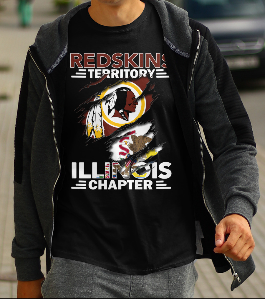 Redskins Territory Illinois Chapter Nfl Logo Illinois State Flag T-Shirt