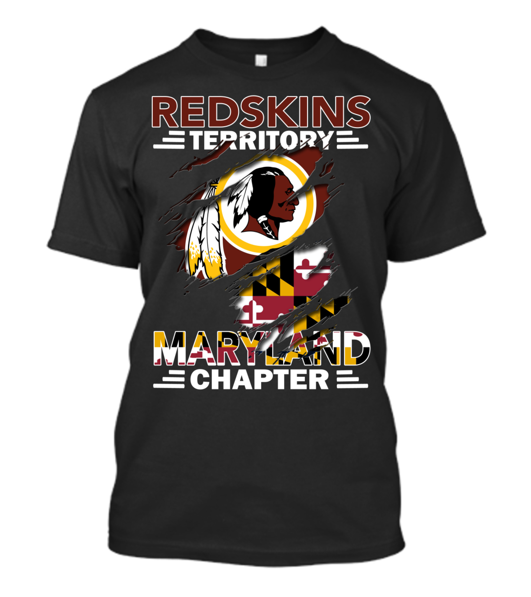 Redskins Territory Maryland Chapter Logo With Maryland Flag And Redskins T-Shirt