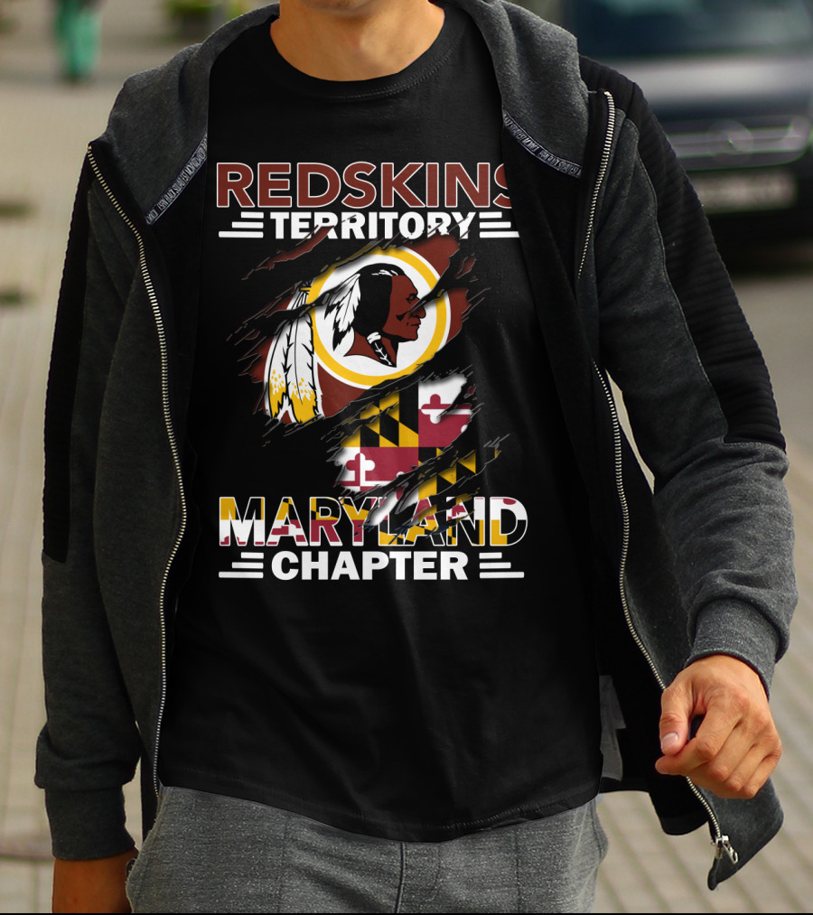 Redskins Territory Maryland Chapter Logo With Maryland Flag And Redskins T-Shirt