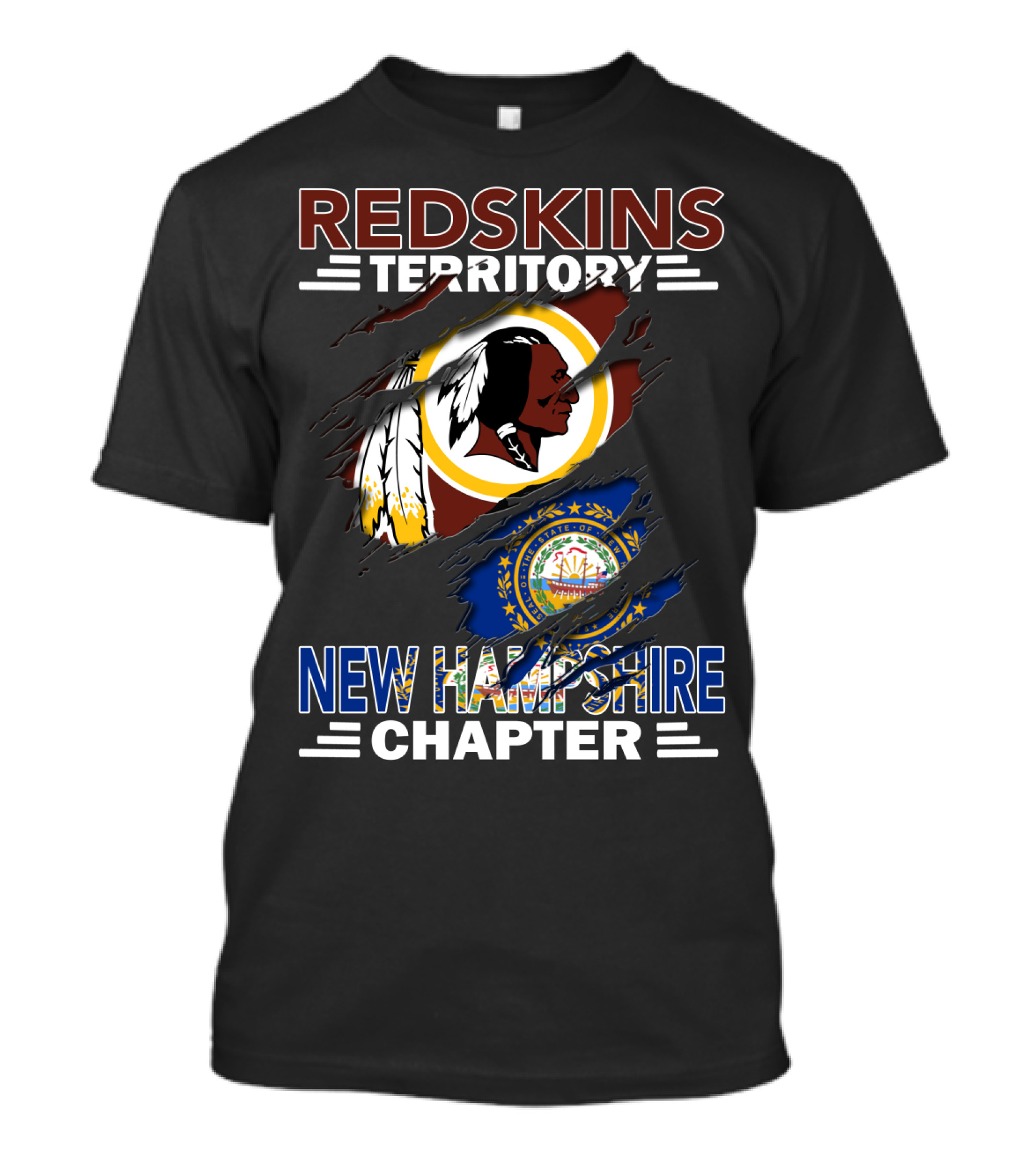 Redskins Territory New Hampshire Chapter Fan Community Logo And State Flag Combination T-Shirt