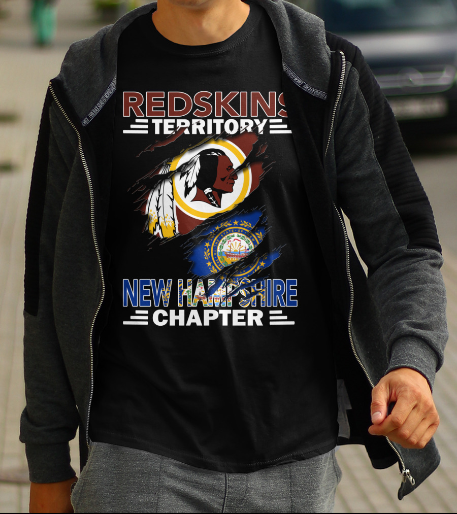 Redskins Territory New Hampshire Chapter Fan Community Logo And State Flag Combination T-Shirt