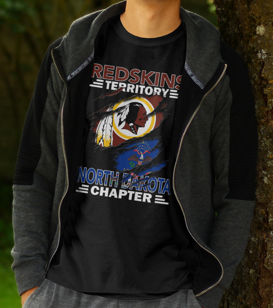 Redskins Territory North Dakota Chapter Washington Redskins Logo And North Dakota State Flag T-Shirt